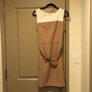 Belted two-tone dress